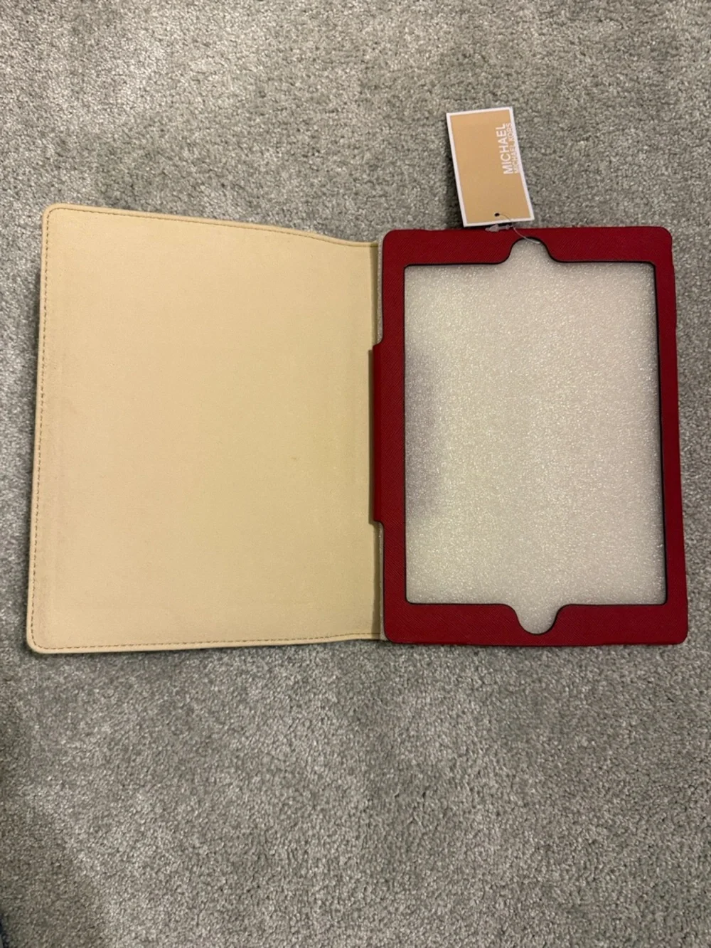 Michael Kors Red Leather IPad Cover with Gold Logo